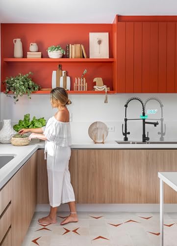 Fapully Black Kitchen Faucet with Pull Down Sprayer,Commercial LED Kitchen Faucet,Single Handle Single Hole Kitchen Sink Faucets - color: Matte Black, style: Modern