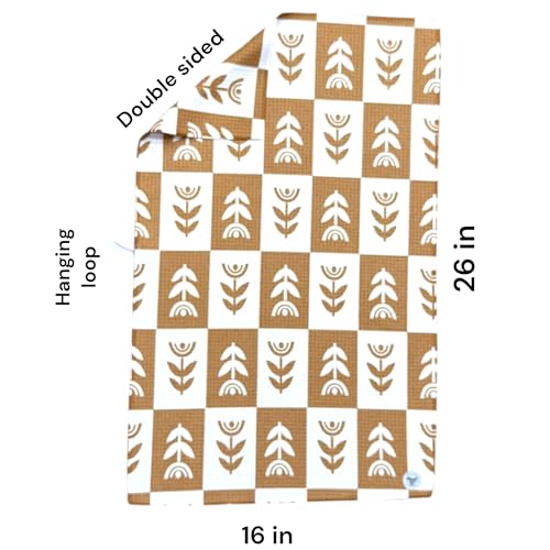 Kitchen Towels, Dish Towels for Kitchen, 2 Pc Kitchen Towel Set | Microfiber Waffle Towels, 16 x 26 inches, with Hanging Loops, Reusable Tea Towels, Cute Kitchen Towels - 2 Pack - color: Tan Checkered