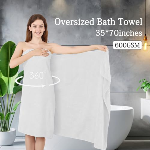 Extra Large Bath Towels Set 35x70 Inches - White Luxury 600 GSM Oversized Bath Sheet Towel,Ultra Soft Microfiber - Quick Dry,Highly Absorbent Shower Towels Spa Hotel Bathroom Towel Set (4-Pack) - color: White Set, size: 4-Piece Set