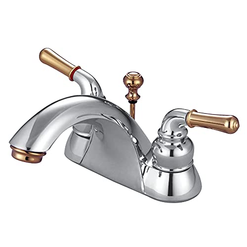 Kingston Brass KB2624 Naples 4-Inch Centerset Lavatory Faucet, Polished Chrome and Polished Brass - color: Polished Chrome/Polished Brass