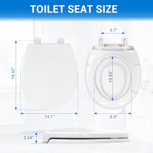 Round Toilet Seat with Built-In Toddler Seat 16.5" - Soft Close for Child & Adult, Potty Training Seat, Durable PP Toilet Seat, Easy Installation & Removal, Fits Most Toilet Bowls - size: Round Standard 16.5"