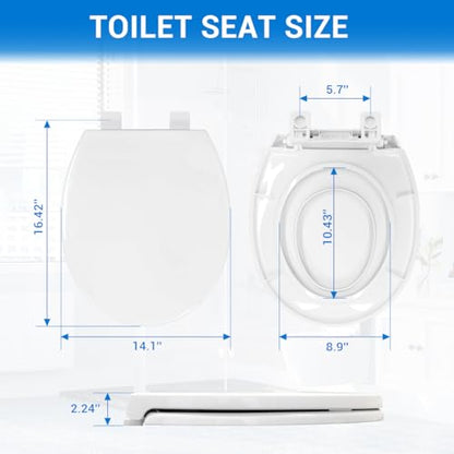 Round Toilet Seat with Built-In Toddler Seat 16.5" - Soft Close for Child & Adult, Potty Training Seat, Durable PP Toilet Seat, Easy Installation & Removal, Fits Most Toilet Bowls - size: Round Standard 16.5"