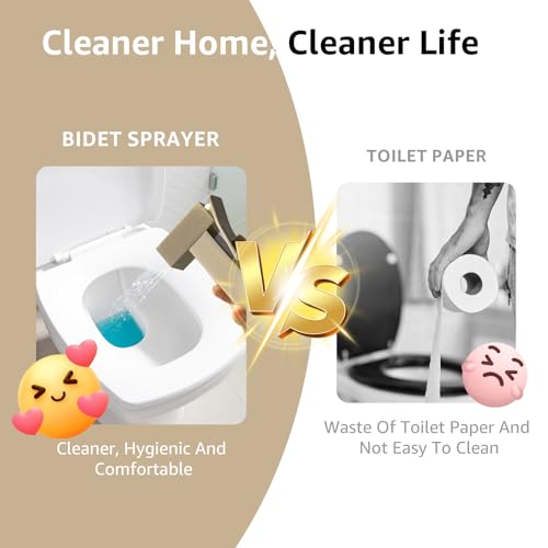 Handheld Bidet Sprayer for Toilet, Cloth Diaper Sprayer with Wall Mounts (ABS) and Hand Held Bidet Bathroom Hose (Stainless Steel), Jet Spray for Toilet, Muslim Shower, Easy to Install (Brushed Gold) - color: Brushed Gold