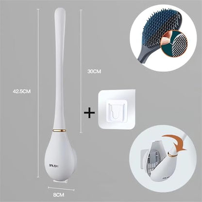 Modern Flexible Silicone Toilet Caspa for Home 2025 Silicone Toilet Wand Bowl Brush and Holder Cleaning Set Wall Mounted Rubber Bathroom Toilet Scrubber Bowl Cleaner Brushes with Dispenser (Orange) - color: Orange