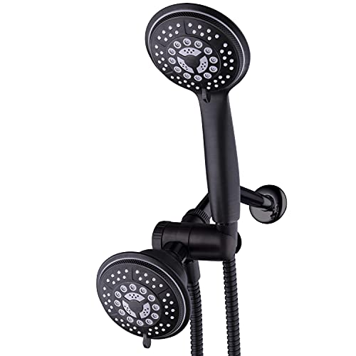High Pressure 24-Function Dual 2-in-1 Handheld Shower Head Combo | With Self-clean Nozzles, 3-way Anti-swivel Water Diverter, and Premium Stainless Steel Hose / Bronze Finish - color: Oil Rubbed Bronze, size: 2.5 Gallon Per Minute
