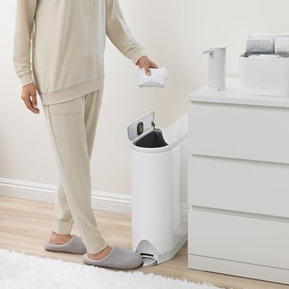 simplehuman Butterfly Step Can, 18L / 4.8 Gallon Trash Can with Upgraded Odor Control for Bedrooms, Bathrooms, Nurseries, 150,000-Step Pedal, Lid Shox® Silent Close, White Steel - size: 18 liter Diaper Can