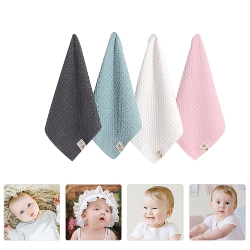 Healifty 4pcs Quick Dry Absorbent Microfiber Washcloths Square Face Towels Saliva Towels Multipurpose for Bathroom and