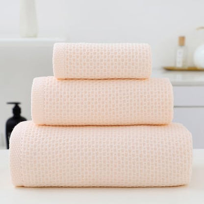 SK Studio 6 Piece Pink Bath Towels Set Cotton Waffle Bathroom Towels | 2 Bath Towels, 2 Hand Towels, 2 Washcloths Quick Dry for College Dorm, Spa - color: Pink 1