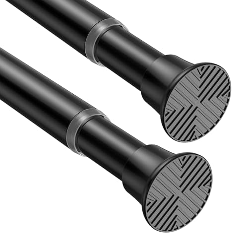 2Pack Tension Rods 31-62 Inch, Spring Loaded Curtain Rods Non-slip, Expandable Curtain Rod Tension No Drilling, Curtain Tension Rod For Window, Doorway, Kitchen, Tension Curtain Rod Black - color: Black, size: 31-62 inch-2Pack