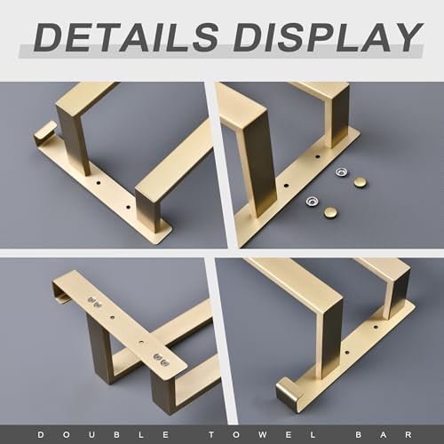 Double Towel Bar Towel Racks for Bathroom, Bath Towel Holders Wall Mount, Stainless Steel Towels Shelves Towel Rail, 2-Tiers (Brushed Gold, 28 Inches) - color: Brushed Gold, size: 28 Inches