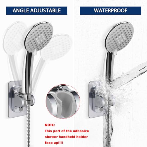 NearMoon Self Adhesive Shower Head Holder-Adjustable Handheld Shower Holder NO Drilling Wall Mount Waterproof (1 Pack, Chrome Finish) - style: Chrome Finish