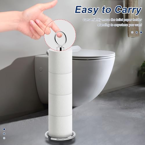 NearMoon Bath Toilet Paper Holder Stand, Freestanding Tissue Paper Storage with Reserve, Space Toilet 4 Rolls Holder for Bathroom/Kitchen Countertop-All Metal (2 Pack, Chrome Finish) - color: Chrome Finish