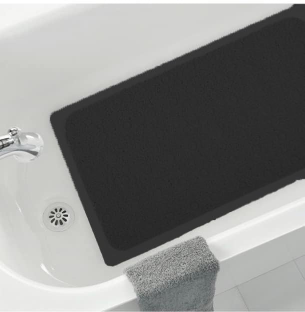 Home Expressions Non Slip with Suction Cups Loofah Bathmat 27"x15" & 29.5"X16.9", PVC Loofah Bathroom Mats, Loofah Mats for Shower and Bathroom, Quick Drying, (BLK 29.5"X16.9") - size: BLK 29.5"X16.9"