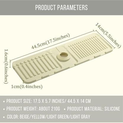 Silicone Sink Splash Guard, Non-Slip Faucet Mat for Kitchen and Bathroom, Quick Drainage, 17.5" x 5.7" / 44.5 x 14.5 cm, Ideal for Drying Countertops - White, Set of 1 - color: White