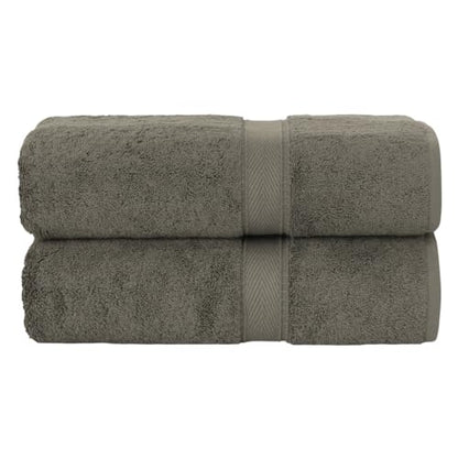 Supreme Terry 2-Piece Bath Towel Set, Hotel & Spa Quality, Plush and Absorbent 100% Turkish Cotton Towels, Quick Dry-Dark Grey - color: Dark Grey, size: Bath Towel Set