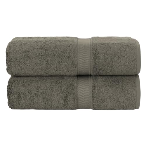 Supreme Terry 2-Piece Bath Towel Set, Hotel & Spa Quality, Plush and Absorbent 100% Turkish Cotton Towels, Quick Dry-Dark Grey - color: Dark Grey, size: Bath Towel Set