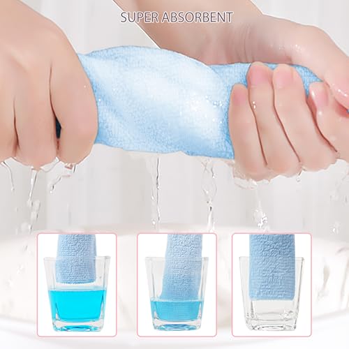 12 Pack Small Baby Washcloths 100% Cotton Thin Soft 7.8" x 7.8" Terry Cloth for Baby Face Bath Burp Travel Lightweight Multi-Purpose Newborn Must Haves - color: Blue-a