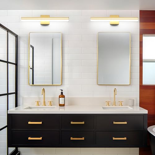 SineRise 24-Inch LED Modern Bathroom Vanity Light Bar, Gold Modern Acrylic Bathroom Wall Lighting Fixtures Over Mirror (Cool White 6000K) - color: Gold-Cool White, size: 24-Inch