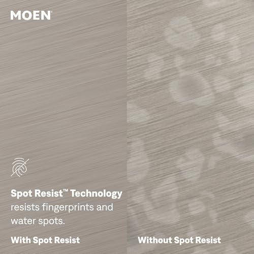 Moen Findlay Spot Resist Brushed Nickel Single-Handle Bathroom Faucet, Single-Hole Setup with Deckplate, 84516SRN - color: Spot Resist Brushed Nickel