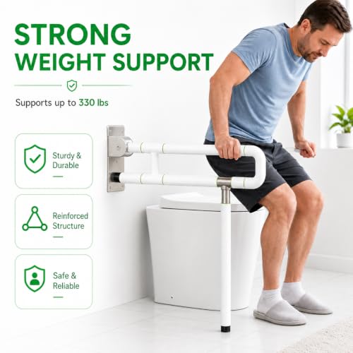 30-Inch Flip-Up Toilet & Shower Standing Assist Grab Bar for Seniors | Toilet Safety Rails, Foldable Grab Bar, Wall Mounted Handle for Elderly & Handicap, disabled aid, nonslip grip, well price