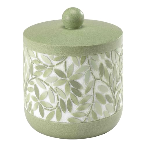 Avanti Linens - Covered Jar, Resin Countertop Accessories, Guest Bathroom Essentials (Stratford Collection, Green) - size: 28 Ounces