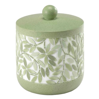 Avanti Linens - Covered Jar, Resin Countertop Accessories, Guest Bathroom Essentials (Stratford Collection, Green) - size: 28 Ounces