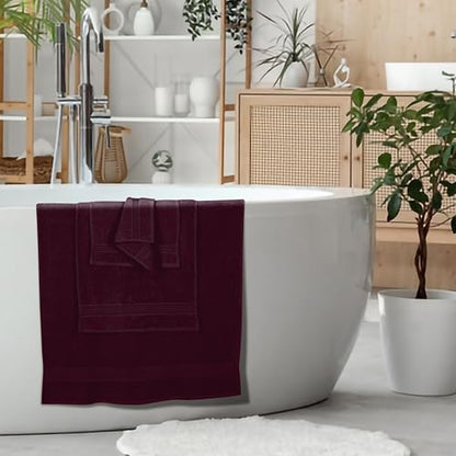Ultra Soft 6 Pack Cotton Towel Set, Contains 2 Bath Towels 28x55 inch, 2 Hand Towels 16x24 inch & 2 Wash Coths 12x12 inch, Ideal for Everyday use, Compact & Lightweight - Burgundy Red - color: Burgundy