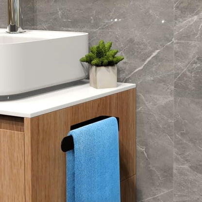 Hand Towel Holder for Bathroom Wall 8 inch, Self Adhesive Bothroom Hand Towel Bar Attached on Wall, Black