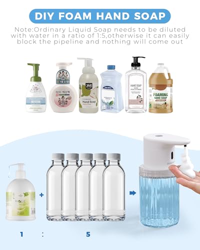 Automatic Foaming Soap Dispenser Touchless, USB Rechargeable Soap Dispenser | Adjustable Foam Levels, 10oz/300mL Hands Free Sensor, Waterproof, Wall Mounted or Countertop for Bathroom & Kitchen - color: White, style: Foam