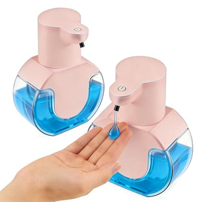 2Pack Automatic Soap Dispenser Touchless, Rechargeable Liquid Soap Dispenser,15oz/420ml Smart Hand Soap Dispensers,4-Level Adjustable,Wall Mount for Bathroom Kitchen Dish Soap,Hands-Free(Pink) - color: 2 Pack-pink 03, style: Liquid