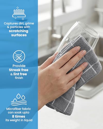 Utopia Towels 12 Pack Microfiber Fingertip Wash Cloths 12x12 Inch Grey | Highly Absorbent, Super Soft, Multipurpose, Ideal for Kitchen Hotel Spa and Gym