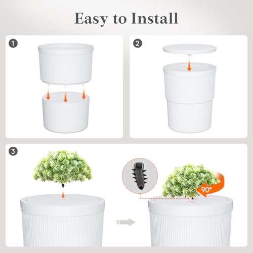 Lifewit 2.6 gal Dog Proof Trash Can with Pop-Up Lid | Small Hidden Garbage Can with Decorative Faux Plant, Plastic Waste Basket for Bedroom, Office, Living Room, Kitchen, Bathroom