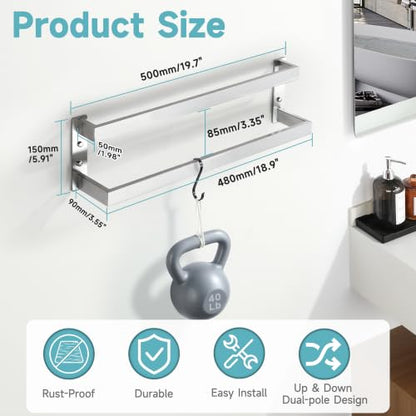 Alise Double Towel Bar, 20" Double Towel Racks for Bathroom, Brushed Nickel | SUS304 Stainless Steel Bathroom Towel Rack Wall Mounted, 3.54" Wide Towel Holder Quick Drying, Ladder Design - color: Brushed Nickel, size: 20-inch