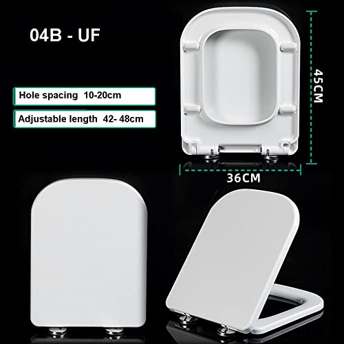 Square Toilet Seat, Soft Close Toilet Seat with Quick Release for Easy to Clean, Heavy Duty Toilet Seat Covers, Top Fix 360 Adjustable Hinges, White Toilet Lid Loo