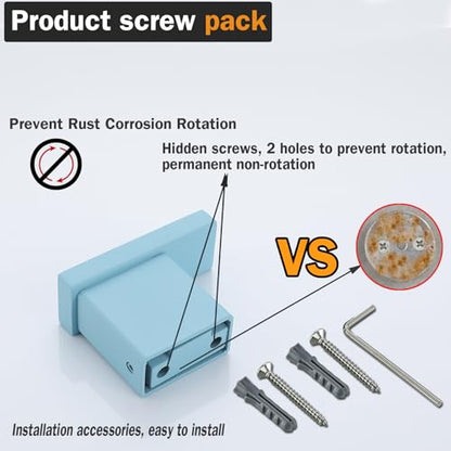 RANDOM Clear Sky Blue Towel Hooks for Bathrooms Square Shower Hooks Stainless Steel Wall Mount Coat Hook.96009-8CKB - color: Single Hook-Clear Sky Blue