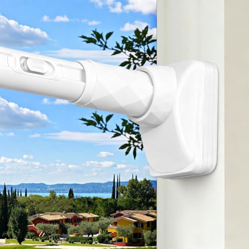 One-Click Tension Curtain Rod 40-137" Extra Long Adjustable Curtain Rod No Drilling for Window Bathroom Patio Shower Rod Easy to Install White - color: White, size: 40-137"