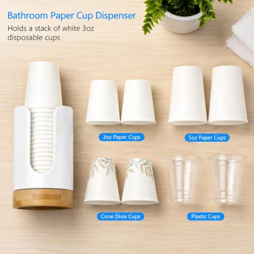 Ceramic Bathroom Cup Holder, 3-5 oz Cup Dispenser, White | Disposable Paper & Plastic Bathroom Cups Holder - Mouthwash Cups Dispenser for Bathroom, Guest Toiletries, Countertop, Coffee - color: White