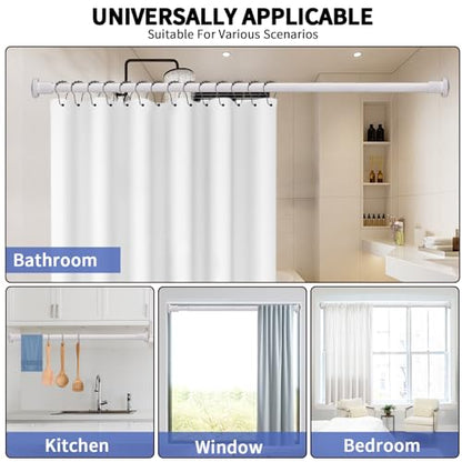 Shower Curtain Rod 36-68 Inches (3-5.6ft) Non Rust Adjustable White Shower Rod Spring Tension Non Slip No Drilling Stainless Steel Shower Rods for Bathroom Window - color: White, size: 36"-68"