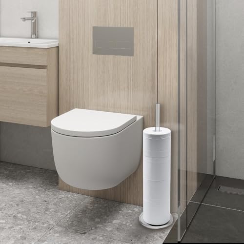 MyGift Freestanding Toilet Paper Holder Stand - Bathroom Toilet Paper Storage with Floor Standing Roll Dispenser - color: Clear