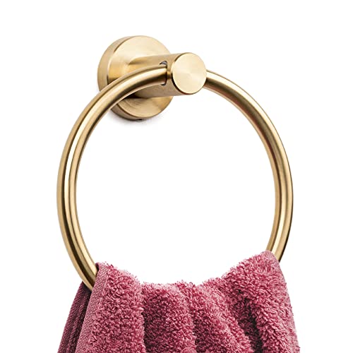 Marmolux Acc Brushed Gold Towel Ring - Modern Hand Towel Holder - Stainless Steel Bathroom Towel Rack - Round Hanger - color: Brushed Gold/Brass, size: Towel Ring
