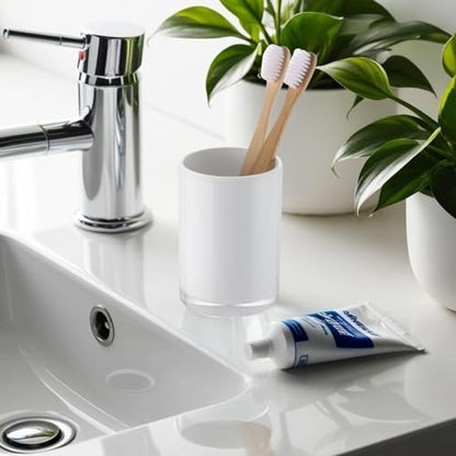 Premium White Bathroom Tumbler, Toothbrush Cup, Reusable Bathroom Cup, Toothbrush Holder for Bathroom Vanity Countertops, 2 Pack