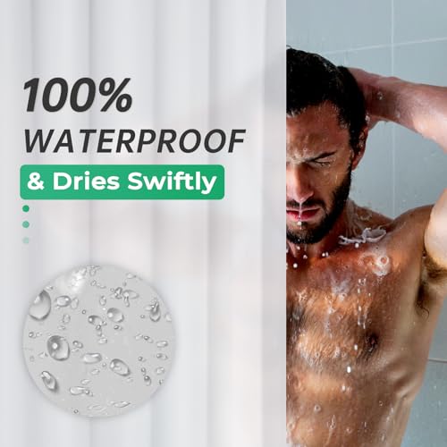 AmazerBath Frosted Shower Curtain Plastic 72x72 Inches, Heavy Duty Shower Curtain Waterproof, Thick PEVA Shower Curtains for Bathroom with 3 Big Clear Weighted Stones and 12 Rustproof Grommets - color: Frosted, size: 72"W x 72"L (Pack of 1)