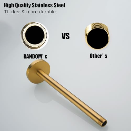 RANDOM Champagne Bronze Shower Arm with Flange 12 Inches Ceiling Mount Shower Head Extension Straight Arm Ceiling-Mounted For Fixed Shower Head.RD91038-12CB - color: 12″ Champagne Bronze(Round Flange)