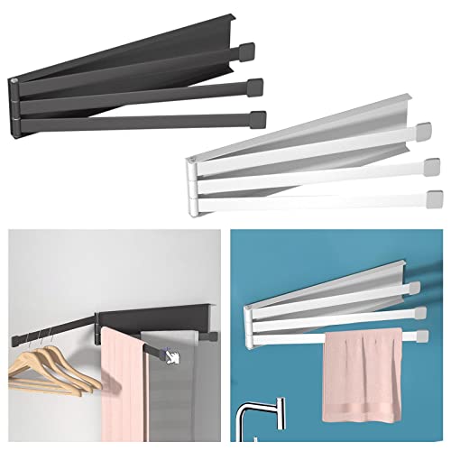 Swivel Towel Bar Hanging Rod Mounted Rack Arms for Bathroom Organizer - color: E