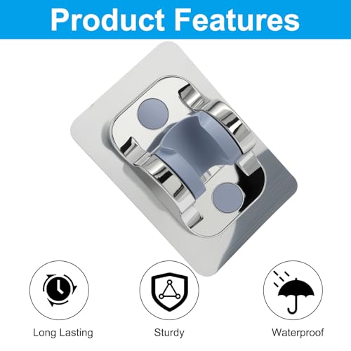 2 Pack Strong Adhesive Shower Waterproof Handheld Shower Holder Adjustable No Drilling Wall Mount Bracket, No Drilling Holder for RV Bathroom (Silver) - style: Silver