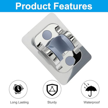 2 Pack Strong Adhesive Shower Waterproof Handheld Shower Holder Adjustable No Drilling Wall Mount Bracket, No Drilling Holder for RV Bathroom (Silver) - style: Silver