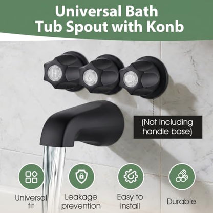 Bathtub Faucet and Shower Knobs Replacement,Easy to Install Tub Spout Set for 1/2" Copper Pipe,1/2" IPS and 3/4" IPS with Install Tool (Matte Black) - color: Matte Black