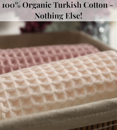 DEMMEX Organic Cotton Waffle Weave Turkish Bath Towel - Ultra Soft Lightweight Quick Dry, Oeko-Tex Certified, 100% Turkish Cotton (Powder Pink, Large (60x30)) - color: Powder Pink