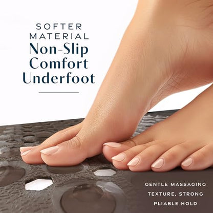 SlipX Solutions 39"x16" Power Grip Non Slip Bathtub Shower Mat, Bronze | Stronger Wet Surface Protection, Soft Under Foot, 265+ Suction Cups, Large Drainage Holes - color: Clear Bronze