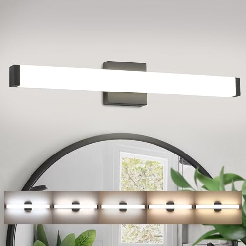 24" LED Vanity Light, 14W 5CCT Dimmable, Brushed Balck | Wall Bar Light, Rust & Moisture Resistant, Dimmable 2700K-5000K, Energy-saving, moisture-proof, Dresser Bathroom over Mirror - color: Matte Black, size: 24 inch 5CCTDimmable